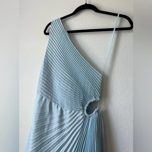 ALC Delfina Matte Pleated Dress Aqua Baby Blue US 4 - Picture 11 of 12